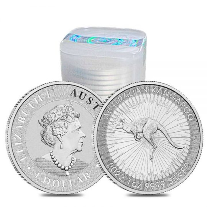 2023 Australian Kangaroo 1 ounce sølvmynt i tube (25 oz)
