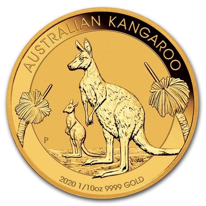 2022 Australian Kangaroo 1/10 ounce gullmynt