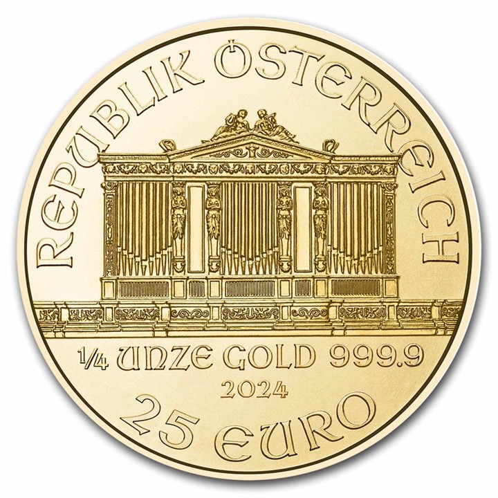 2024 Vienna Philarmonic 1/4 ounce gullmynt