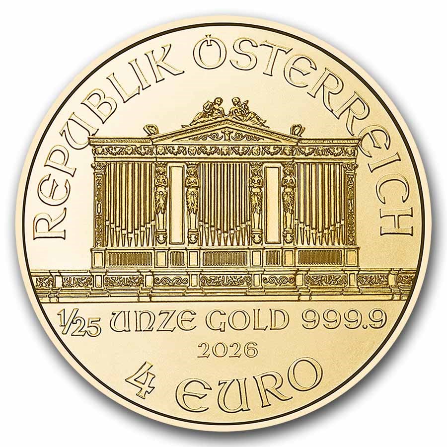 2026 Vienna Philarmonic 1/25 ounce gullmynt