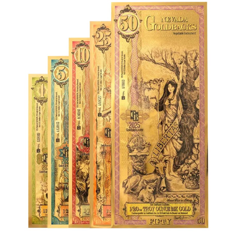2025 Nevada Goldback Note Set (1, 5, 10, 25, 50)
