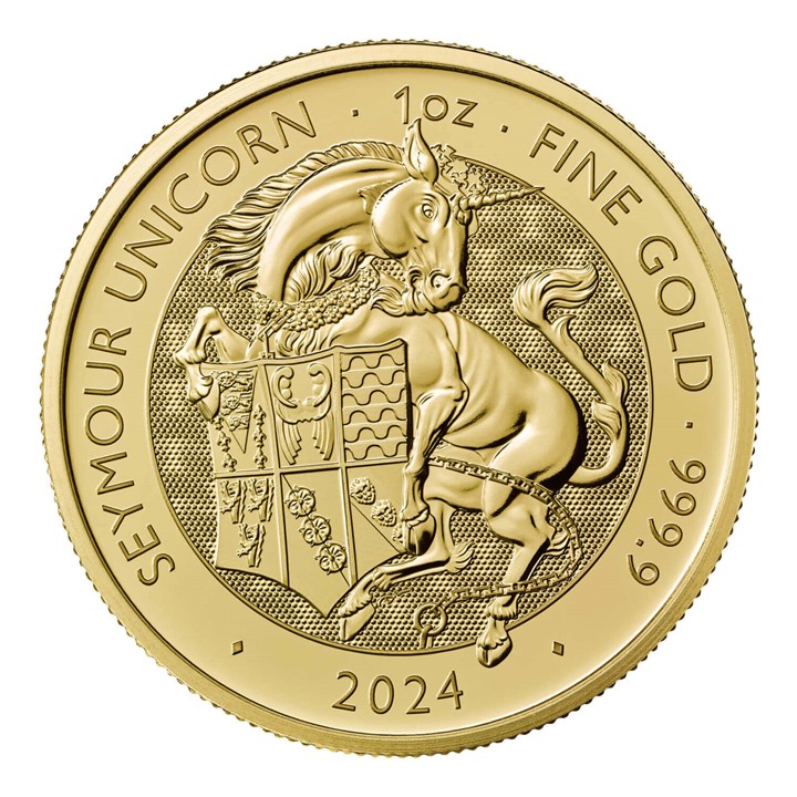 2024 Royal Tudor Beasts Seymour Unicorn 1 oz gullmynt