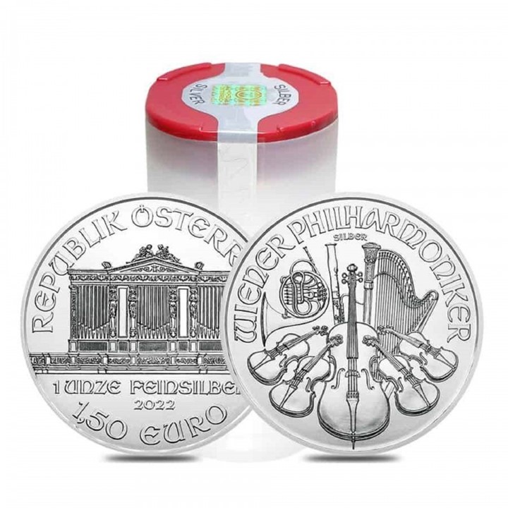 2022 Vienna Philarmonic 1 ounce sølvmynt i tube (20 oz)