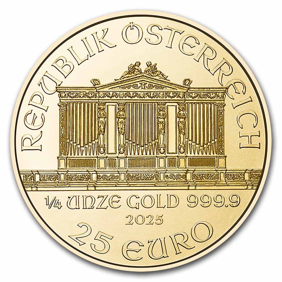 2025 Vienna Philarmonic 1/4 ounce gullmynt