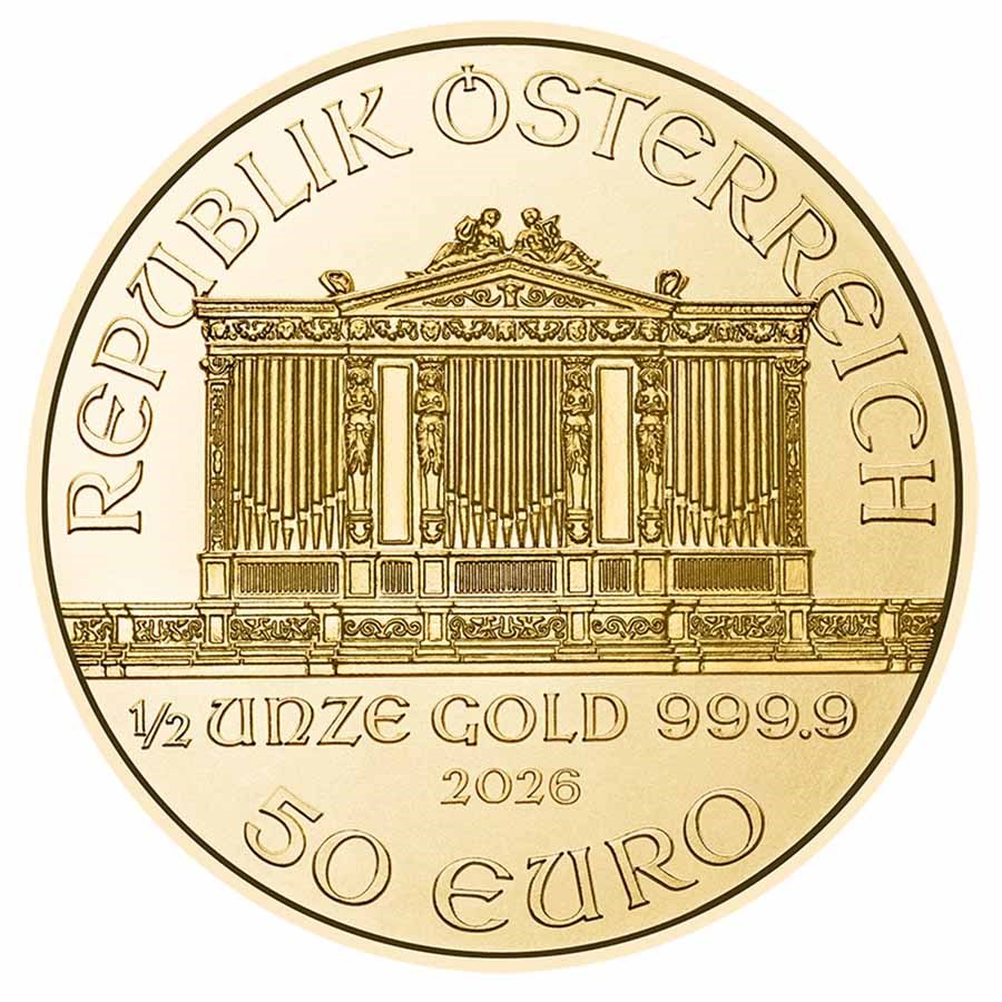 2026 Vienna Philarmonic 1/2 ounce gullmynt