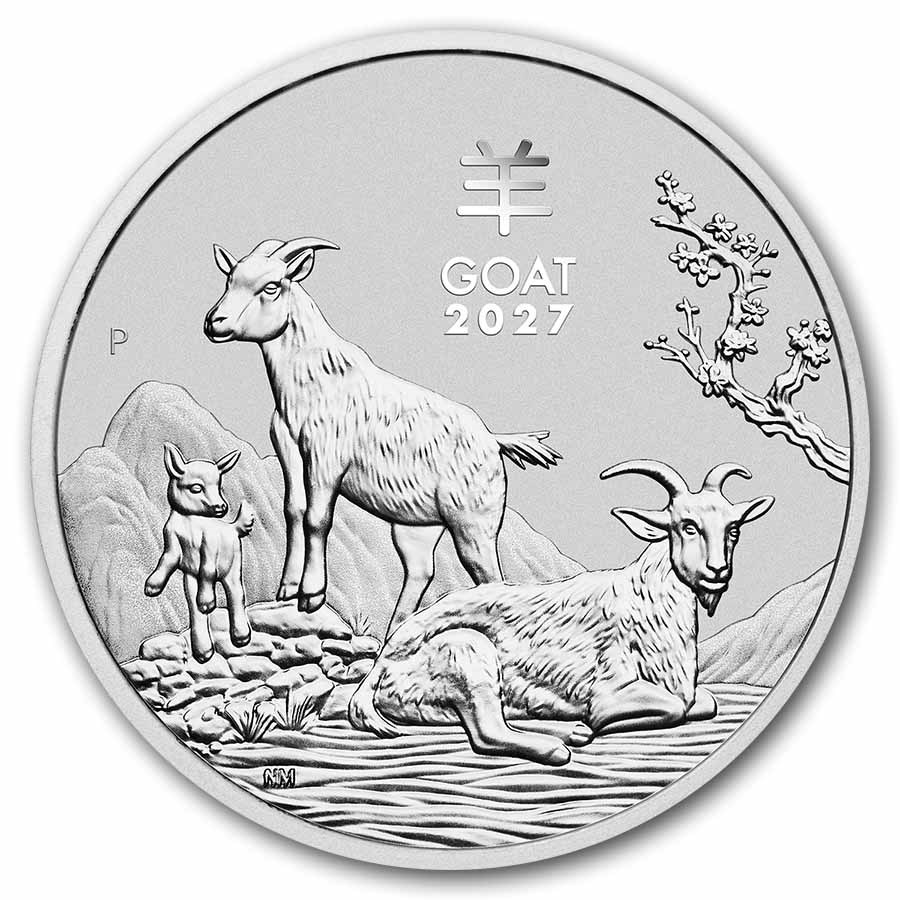 2027 Silver Lunar Goat 5 oz sølvmynt - i kapsel